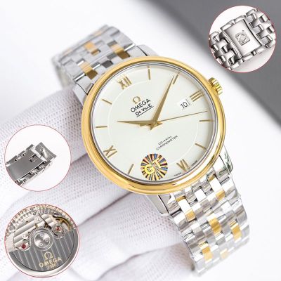 GT Factory Omega De Ville Co-Axial Chronometer 39.5MM Inhouse 2500 Movement White Face Wrist Watch
